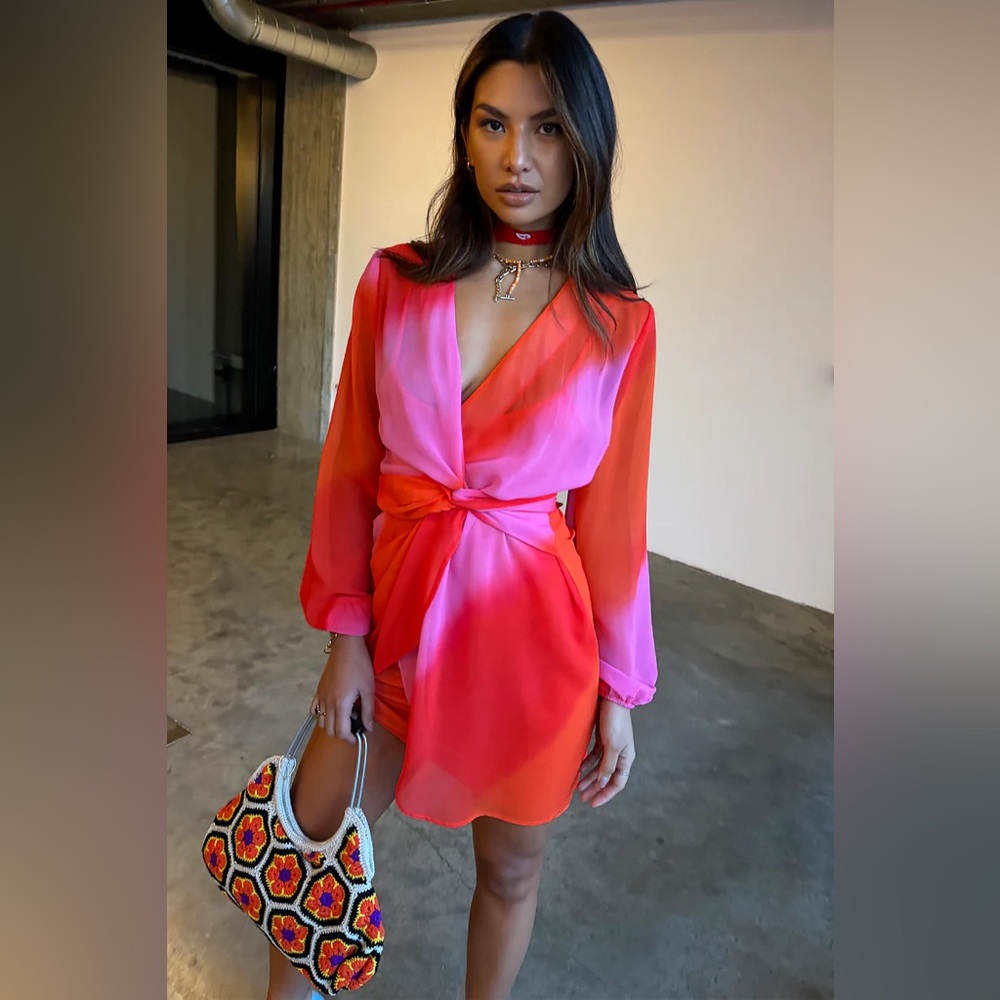 Never Fully Dressed Vienna Pink and Red Ombré Mini Dress